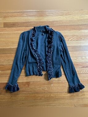 INC Velvet Ruffle Cardigan